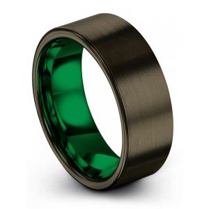 Moonlit Graphite Emerald Zing 8mm Wedding Band