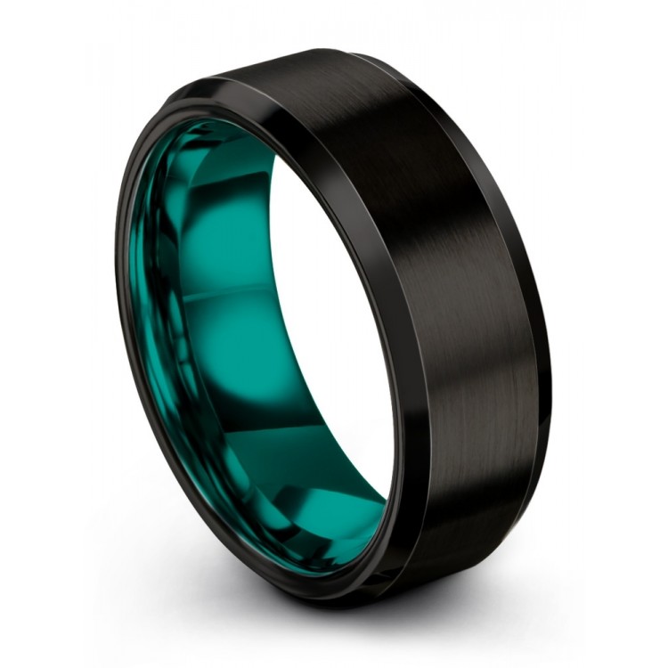 Aqua Teal 8mm Vintage Wedding Ring