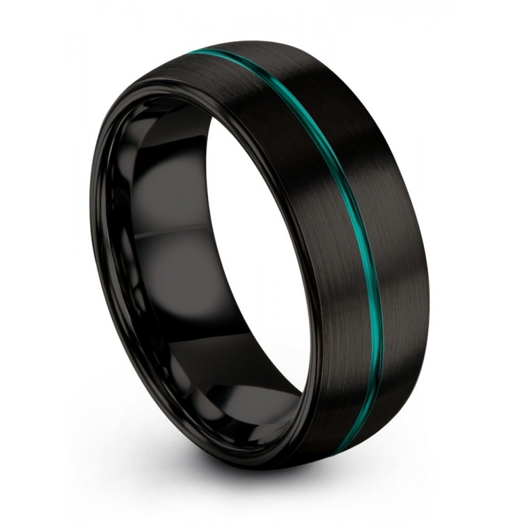 Dark Knight Aqua Teal 8mm Wedding Ring