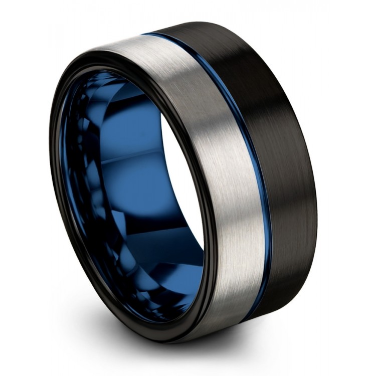 Dark Knight Galena Gray Empire Blue 10mm Latest Black Wedding Ring