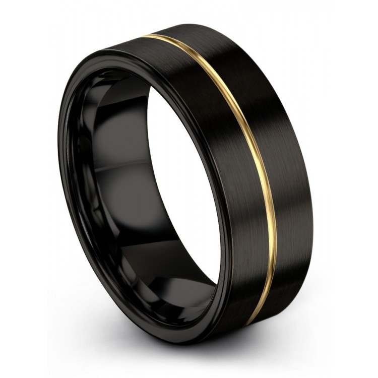 Dark Knight Yellow Gold 8mm Unique Wedding Ring