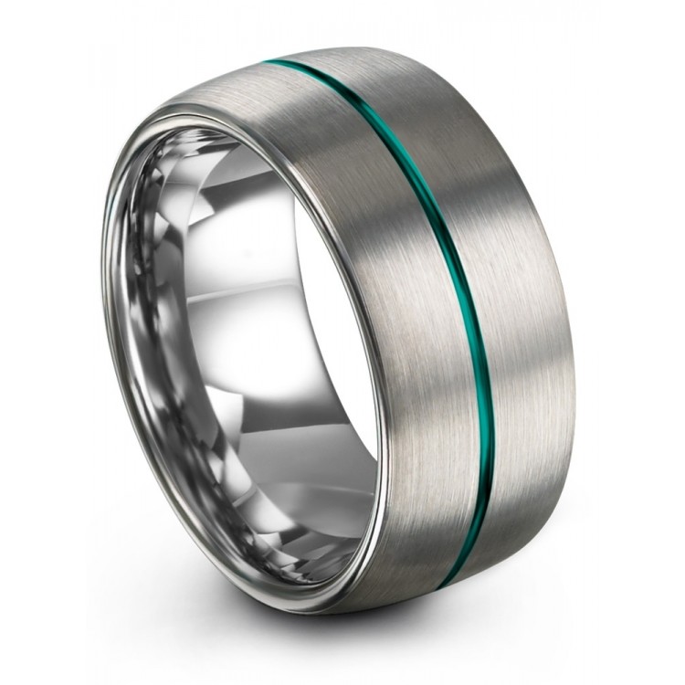 Galena Gray Aqual Teal 10mm Wedding Ring