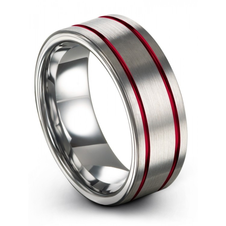 Galena Gray Crimson Allure 8mm Chroma Wedding Ring