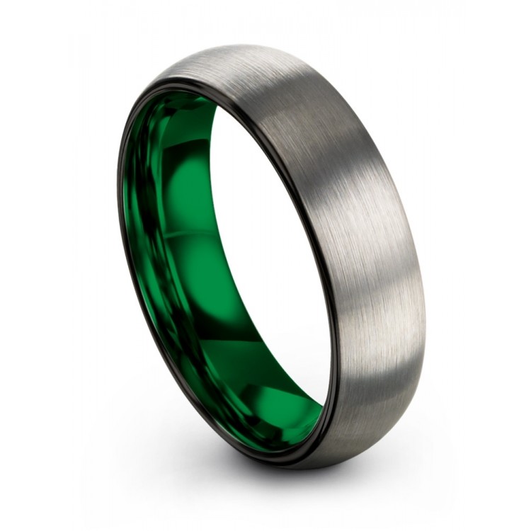 Galena Gray Dark Knight Emerald Zing 6mm Wedding Ring
