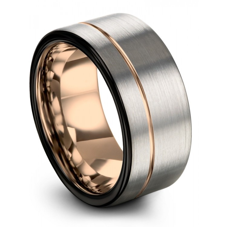 Galena Gray Dark Knight Rose Gold 9mm Fancy Unique Wedding Ring