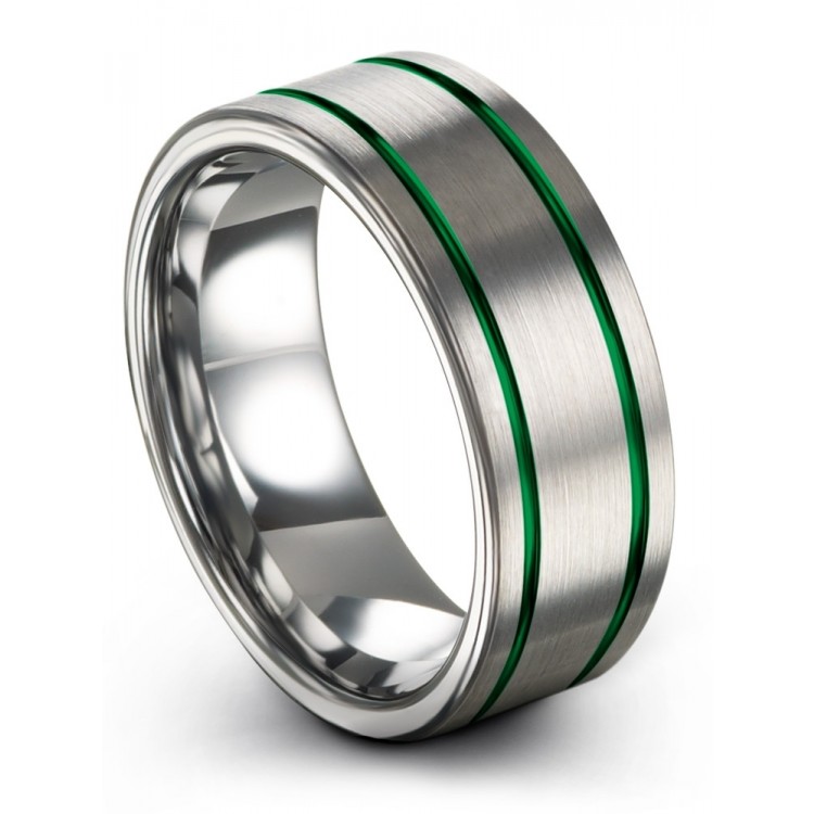 Galena Gray Emerald Zing 8mm Chroma Wedding Ring