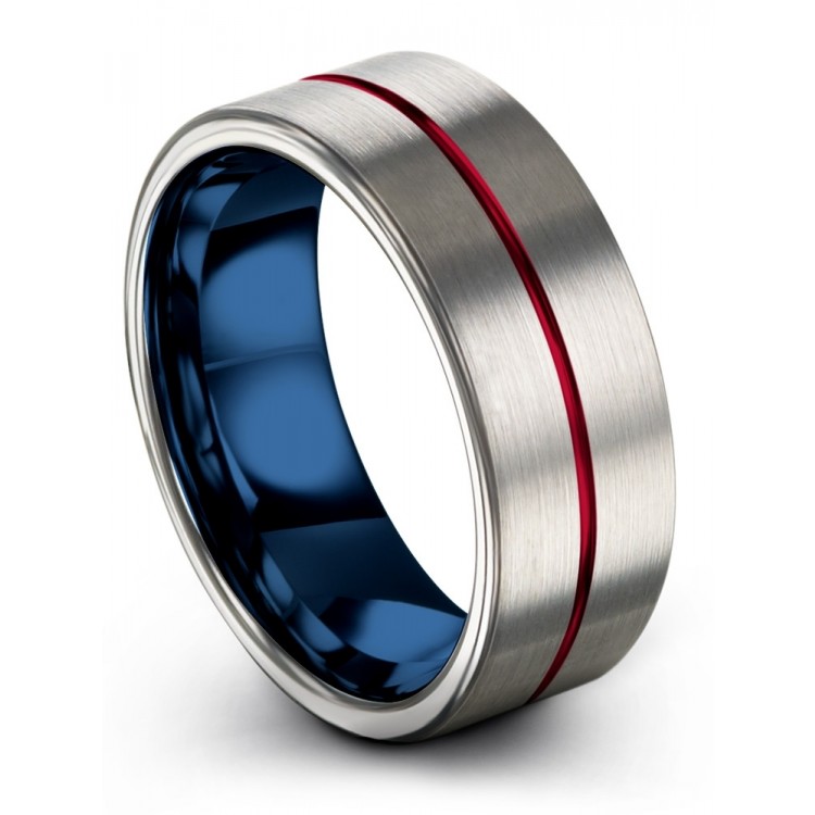 Galena Gray Empire Blue Crimson Allure 8mm Fancy Wedding Ring