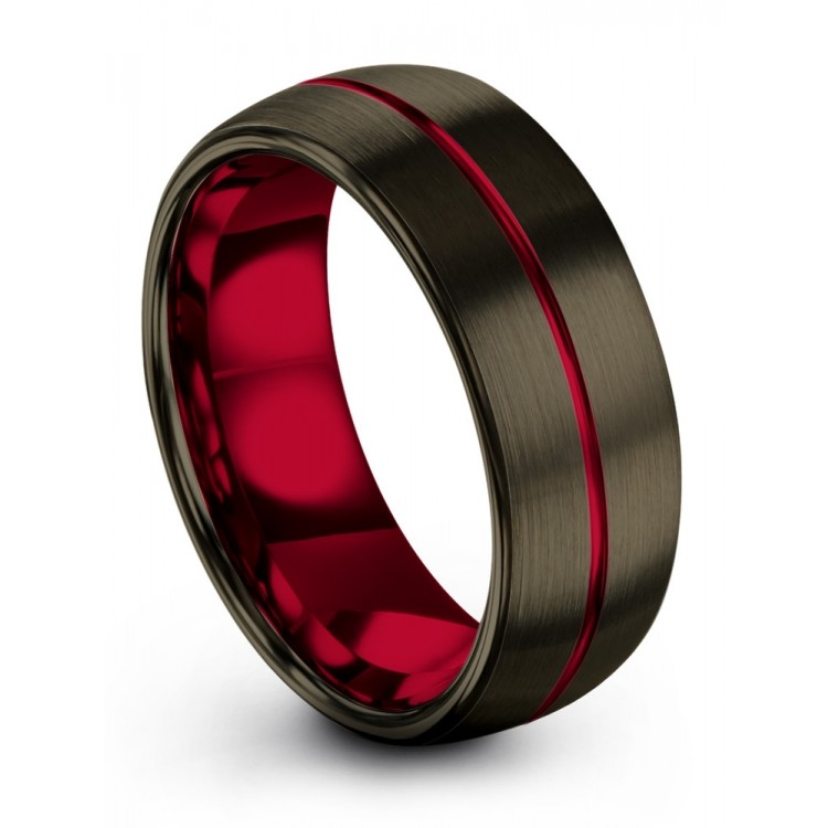 Moonlit Graphite Crimson Allure 8mm Wedding Band