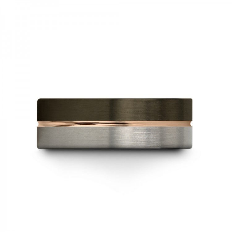 Moonlit Graphite Galena Gray Rose Gold 8mm Unisex Unique Wedding Ring