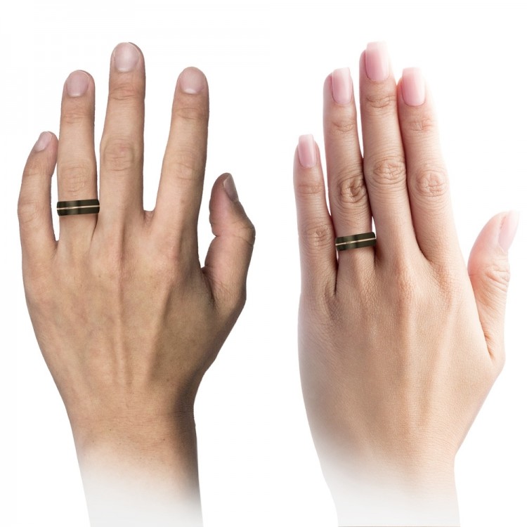 Moonlit Graphite Rose Gold 8mm Couple Unique Wedding Ring