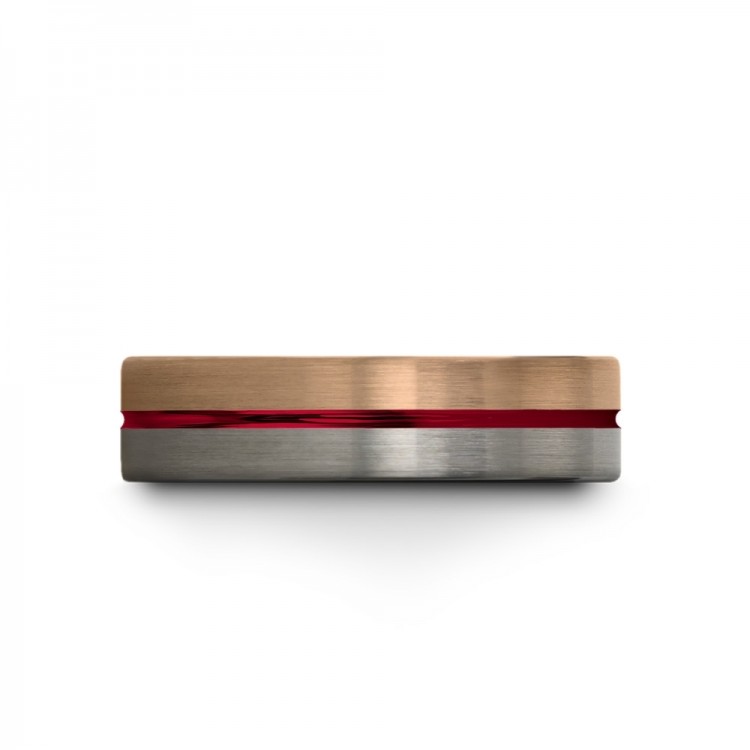 Rose Gold Galena Gray Crimson Allure 6mm Unique Wedding Ring