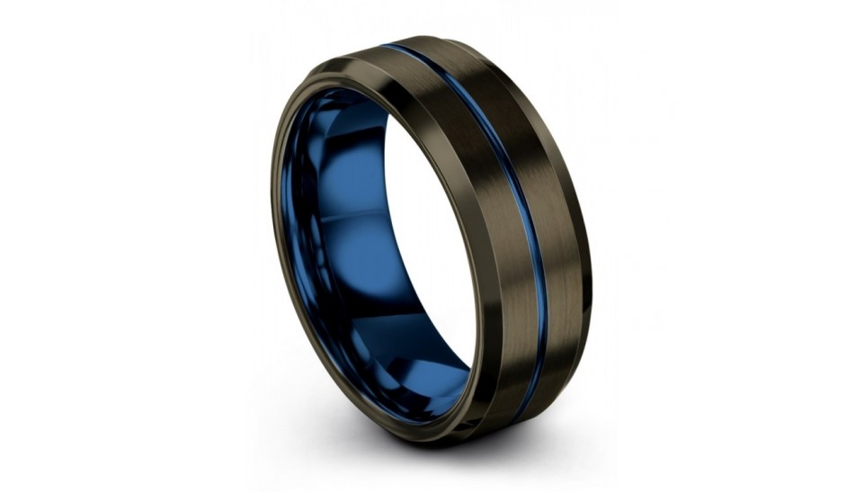 Moonlit Graphite Empire Blue 8mm Wedding Ring - Wedding Band